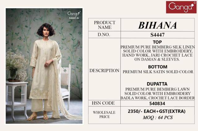 Ganga bihana 4447 Wholesale dress materials in Delhi